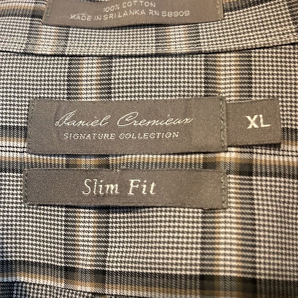 David Cremieux gray plaid slim fit button down dress shirt Size XL - Picture 2 of 4